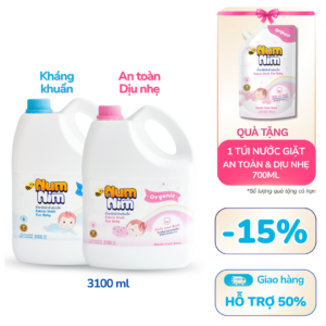[Combo] 2 Can x 3100ml Nước giặt NumNim Xanh. Hồng